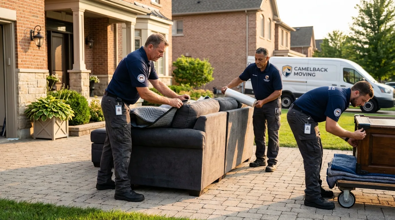 Large estate moving crew wrapping furniture in Oak Ridge, NC