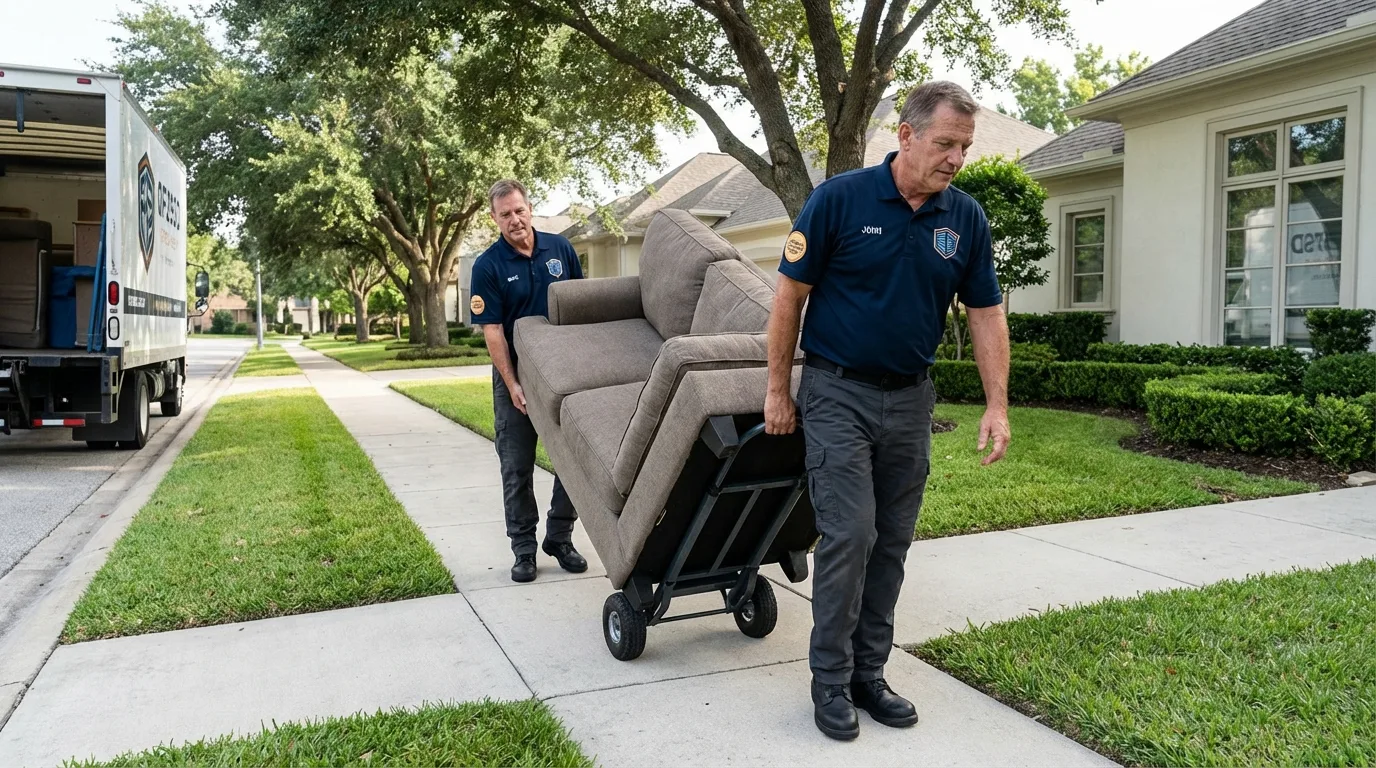 Local residential moving crew loading furniture in Oak Ridge, NC