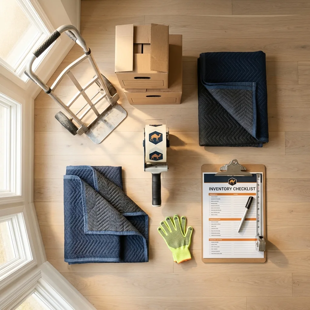 Professional moving supplies and packing materials layout for Oak Ridge residential relocations
